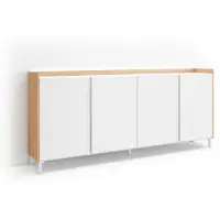 Skraut Home Sideboard Holzeffekt weiß und eiche 207x35x91cm mit Beinen