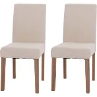 Chefgastro 2er-Set Esszimmerstuhl klassisch und zeitlos | HxBxT 90x42x50cm | Sitzhöhe 47cm | Stoff/Textil Chenille Holz | naturfarbene Beine | Creme | Stuhl Küchenstuhl Hochlehner