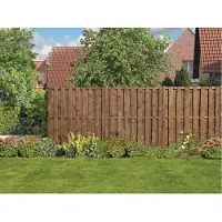 WOODTEX Braun 180x180 cm Sichtschutzzaun, Gartenzaun aus Kiefer, Bohlenzaun, Doppelstabmattenfüllung, Lärmschutz, Windschutz, Montage Set