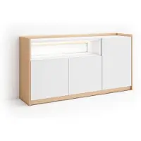 Skraut Home Sideboard Holzeffekt weiß und eiche 156x37x80cm mit Led