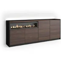 Skraut Home Sideboard Holzeffekt eiche schwarz 207x37x80cm Kamin mit Feuereffekt