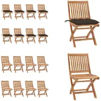 vidaXL Klappbare Gartenstühle mit Kissen 8 Stk. Massivholz Teak - Gartenstuhl - Gartenstühle - Holzstuhl - Holzstühle