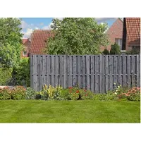 WOODTEX Grau 180x180 cm Sichtschutzzaun, Gartenzaun aus Kiefer, Bohlenzaun, Doppelstabmattenfüllung, Montage Set, Lärmschutz, Windschutz, Sichtschutz