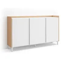 Skraut Home Sideboard Holzeffekt weiß und eiche 156x35x91cm mit Beinen