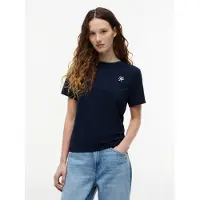 Tommy Hilfiger Kurzarmshirt "TH SCRIPT REG C-NK SS TEE" Baumwollmischung, regular fit