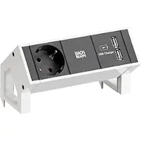 Bachmann DESK2 1xCEE7/3 USB Charger, Strom 0,2m GST18 RAL9010