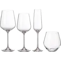 Bohemia Royal Crystal Bohemia Globo Gläserset - 16-teilig aus Kristallglas – Weingläser 60 cl & 49 cl - Champagnergläser 21 cl - Wassergläser 50 cl - Elegantes Design