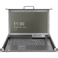 Digitus 17" HD LCD KVM-Konsole, 16-Port HDMI, deutsche Tastatur