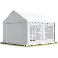 TOOLPORT Partyzelt Festzelt 4x4 m Garten-Pavillon PVC Plane 700 N in weiß Wasserdicht