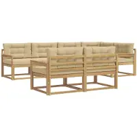 vidaXL Outdoor-Sofagarnitur 6 stk. Weiß und Beige Polyester
