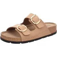 Rohde Damen Pantolette Leder Zweischnaller mit Memory-Fußbett D.Soave 5420, Größe:39 EU, Farbe:Beige