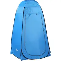 Outsunny Pop up Toilettenzelt, Mobiles Camping Duschzelt, Umkleidezelt mit Innentasche, Duschkabine, Umkleidekabine, Wasserfest, Polyester Blau 120 x 120 x 190 cm