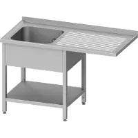 Stalgast Spültisch mit Grundboden, und Überstand, 1200x600x900 mm, mit einem Becken links, mit Aufkantung, verschweißt
