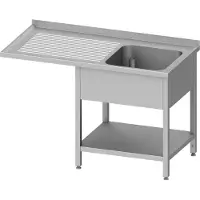 Stalgast Spültisch mit Grundboden, und Überstand, 1200x600x900 mm, mit einem Becken rechts, mit Aufkantung, verschweißt