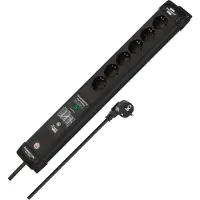 Brennenstuhl 1951160611, 6 AC-Ausgänge, 1,8 m, Schwarz, Schwarz, 16 A, 90 mm