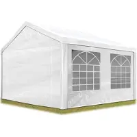 TOOLPORT Partyzelt Pavillon 3x4 m in weiß PE Plane 350 N Wasserdicht UV Schutz Festzelt Gartenzelt