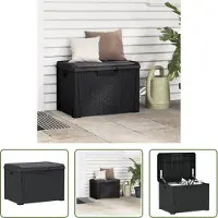 The Living Store Gartentruhe mit Sitzkissen Anthrazit 125 L PP