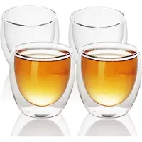 Intirilife 4x Doppelwandiges Thermo Glas Set 200-300 ml Mundgeblasen isoliert Latte Macchiato Glas Teeglas Kaffeeglas