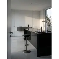 KADIMA DESIGN Barhocker Edelstahl Höhenverstellbar Drehbar Standfuß Gepolstert, Schwarz 38x38x82 cm