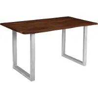 Sam Esstisch Baumkante massiv Akazie nussbaum 100 x 70 cm U-Gestell silber INSA