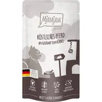 MjAMjAM Nassfutter - Quetschbeutel Adult Cat - Pferd mit Kürbis - 12 x 125 g