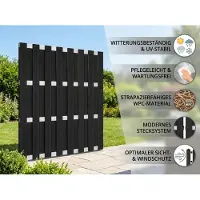 Prestige Home Living Outdoor WPC-Sichtschutzzaun CARMENO - 1x Element, ca. 180 x 180 cm - Schwarz
