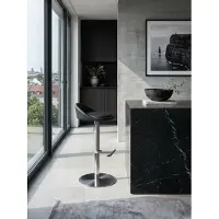 KADIMA DESIGN BARHOCKER Edelstahl Höhenverstellbar Rückenlehne Drehbar, Schwarz 43x43x90 cm