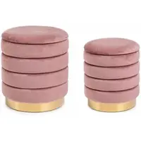 Bizzotto Pouf Darina 2er-Set, Samt-Optik, modern, Rosa, abnehmbarer Deckel mit Stauraum