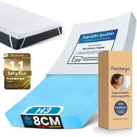Arensberger Matratzen Topper PREMIUM, 180x200cm, Gelschaum Matratzentopper, waschbarer Bezug, geeignet für Federkern & Schaumstoff Matratzen, Höhe 8cm