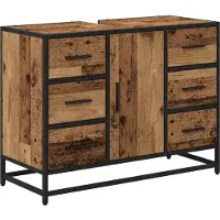 vidaXL Badezimmerschrank mit Tür Altholz 80 x 33 x 60 cm Holzwerkstoff