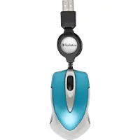 Verbatim Go Mini, Beidhändig, Optisch, USB Typ-A, 1000 DPI, Blau, Silber