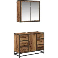 vidaXL Badezimmermöbel-Set 2 stk. Altholz 80 x 33 x 60 cm