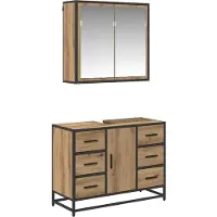 vidaXL Badezimmermöbel-Set 2 stk. Artisan-Eiche 80 x 33 x 60 cm