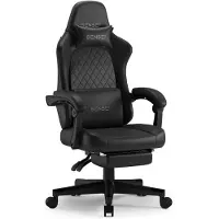 Sense7 Devon Gaming Stuhl Kunstleder Schwarz - Ergonomischer Bürostuhl mit Fußstütze PC Schreibtischstuhl Zockerstuhl Leder 120 kg
