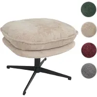 Mendler Hocker mit Polster HWC-P32, Sitz-/Fußhocker Fußablage Ottomane Stoff/Textil Chenille (370 g/m2) ~ creme