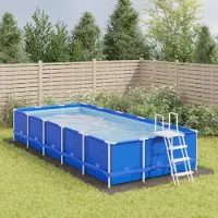vidaXL Möbel Pool-Bodentuch Hellgrau 750x370 cm Polyester Geotextil - Poolzubehör &58296