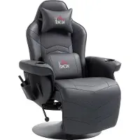 BundiGlassware Gamingsessel, Massagefunktion, neigbare Lehne, Fußstütze, bis 120 kg, Stahlrahmen, Kunstleder, Schwarz