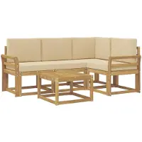 vidaXL Outdoor-Sofagarnitur 5 stk. Weiß und Beige