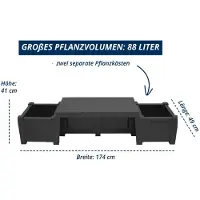 KHW Gartenbank "Berlin" aus Kunststoff mit 2 Pflanzkästen. Maße 174 x 49 x H 41 cm; Farbe: Anthrazit.