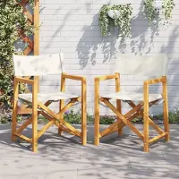 vidaXL Eleganten-Stil Klappbare Gartenstühle 2 Stk. Cremeweiß Stoff Gartenstühle DE559544