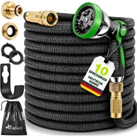 Tresko Flexibler Gartenschlauch Premium 7,5m | Wasserschlauch flexibel mit 3-Fach Latexkern | dehnbarer flexiSchlauch | alle Verschraubungen aus hochwertigem Messing