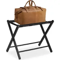 Relaxdays Kofferständer klappbar, Holz Gepäckablage, HBT: 54,5 x 66 x 44 cm, Kofferhocker für Hotel & Zuhause, schwarz