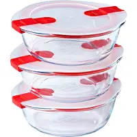 Pyrex Auflaufform Cook & Heat Rund mit Deckel 1,1 L (3er-Set)