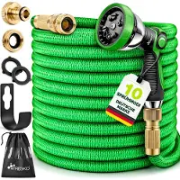 Tresko Flexibler Gartenschlauch Premium 30m | Wasserschlauch flexibel mit 3-Fach Latexkern | dehnbarer flexiSchlauch | alle Verschraubungen aus hochwertigem Messing