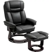 HOMCOM Relaxsessel mit Hocker-86L x 83B x 107H cm-Schwarz | Gr.: onesize