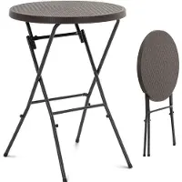 Uniprodo Klappbarer runder Garten-Gastronomietisch 79 x 110 cm schwarz