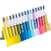 BIC 4-Farben-Kugelschreiber 4 Colours bunt, Schreibfarbe: blau, rot, grün, schwarz, pink, violett, t