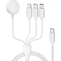 Avizar USB-C / Lightning, Micro-USB, USB-C Kabel + Ladegerät für Apple Watch – Weiß