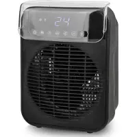 Emerio Heizlüfter FH-215085.1 – 2 Heizstufen – Einstellbarer Thermostat – Digitaldisplay – Timer – 20 m² – IP21 – Schwarz