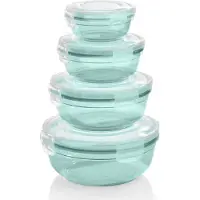 OEM Grizzly-Alternativen 4-Plastik-Container-Set (0,4L, 0,8L, 1,4L, 2,3L), rund, 100% luftdicht/wasserfest, magnetronbeständige Behälter, frisch